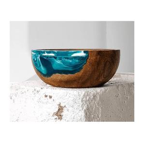 Tazón de Madera y Resina Epoxi Hecho a Mano, Libre de BPA, Ecológico, con Diseño Artístico de Río de Resina para Mesa de Comedor de Lujo - Product Image 1