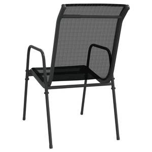 Ensemble de 6 chaises de jardin en acier noir et anthracite avec Textilène, grand mobilier d'extérieur durable - Product Image 6