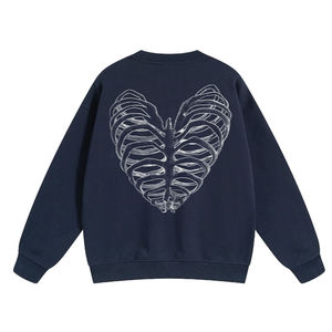 Sweat-shirt unisexe personnalisé en coton 100% pour l'hiver, coupe oversize, col rond, broderie machine, style streetwear, pull uni - Product Image 2