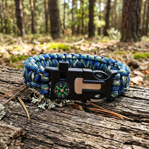 Pulsera de Supervivencia 5 <span class=keywords><strong>en</strong></span> 1 de Paracord - Cordón 550 con Brújula, Encendedor y Raspador - Equipo Táctico de Emergencia para Exteriores - Product Image 1