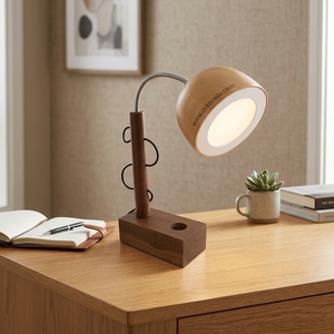Modern Art Unique Simple Multifunctional Wooden <b>Table</b> Lamp Custom Packed Wholesale LED Electric Standing Desk Lamp Indoor Decor - Product Image 5