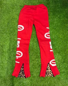 Top Quality Distressed Embroidery Men's Flared Pant Cotton Fleece Men <b>Elastic</b> Waistband Streetwear Staked Trousers - Product Image 3