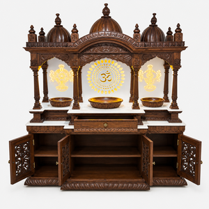 Mandir indien sculpté à la main pour les familles hindoues, temple traditionnel en bois de teck pour la prière à domicile, fabricant exportateur pour l'Australie - Product Image 4