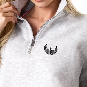 Sweat-shirt à col montant gris clair pour femme, coupe oversize, manches longues, style streetwear décontracté, coupe ample, pour le quotidien - Product Image 4