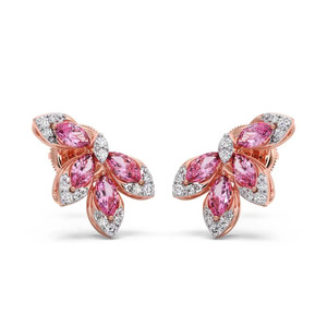 ต่างหูรูปปีกดอกกุหลาบสีชมพูโรสโกลด์ - Product Image 1