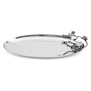 Plateau ovale en acier inoxydable de qualité supérieure, motif floral, poignée design, plateau de service pour collations, plateau de service pour table - Product Image 5