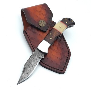 UA Supplies OEM ODM Industrial Grade Damascus Steel Pocket Folding Knife Rosewood Bone Handle Custom Handmade EDC Hunting Clip - Product Image 1
