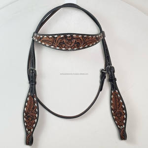 Headstall de cheval en cuir usiné à la main de haute qualité avec bride réglable occidentale sculptée avec matériel inoxydable pour l'équitation - Product Image 6