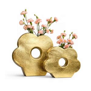 <b>Gold</b> Flower Shaped <b>Vase</b> Sculptural Design for Table Centerpiece Living Room Display Decorative Flower <b>Vase</b> Festive Occasion <b>Vase</b> - Product Image 1
