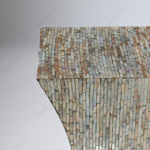 Mesa Auxiliar de Madera con Incrustaciones de Nácar, Mesa de Centro Cuadrada Hecha a Mano con Mosaico de Nácar, Mesa de Acento de Lujo para el Hogar de Diseño - Product Image 5