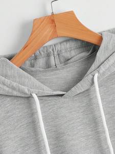 Débardeur à capuche gris chiné sans manches pour femme, coupe décontractée, léger, personnalisable, minimaliste, toutes saisons - Product Image 5