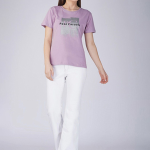 Women's Heavyweight Eco-Friendly Casual Crew Neck T-<b>Shirts</b> with Digital Printing Breathable Quick Dry 100% Cotton - Product Image 4