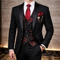 Setelan Jas Tuxedo Pria Gaya Italia Premium, Bahan Polyester 100% Bernapas, Pewarnaan Garment, 150gsm, Anti-Statik, Kancing Satu Baris