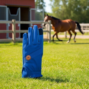 Riding Gloves Flexible Fit Polyester Back Synthetic Leather Palm High Grip <b>Equestrian</b> Gloves Elastic Cuff - Product Image 3