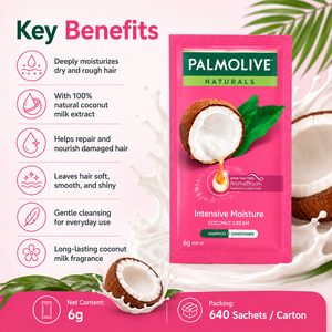 Palmolive Naturals Intensive <b>Moisture</b> Coconut Cream <b>Shampoo</b> 6g | 2-in-1 Smoothing Straightening - Product Image 2