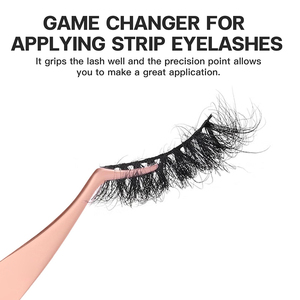 Wholesale Rose Gold Color Eyelash Applicator Tools Strong Tip Grips Metal Eye <b>Lash</b> Applicators Tweezer With Customized Logo - Product Image 4