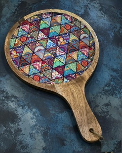 Newly Crafted Design Wood Enamel Printed Platter Wooden Platter wooden Tray Enamel Tray Printed Platter at very low Price - Product Image 3