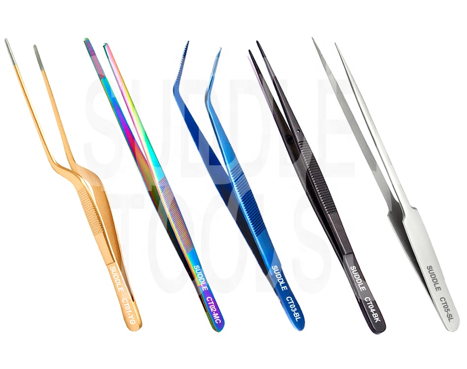 CHEF PLATING TWEEZERS OFFSET BENT STRAIGHT LONG NOSE KITCHEN GADGETSクッキングツールUTENSIL KITCHEN ACCESSORIESステンレス鋼