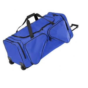 Blue 600D Polyester <b>Duffle</b> <b>Bag</b> 50-70L Capacity Sports Travel Storage Multi Pocket Foldable Ice Hockey Player <b>Bag</b> With <b>Wheels</b> - Product Image 4