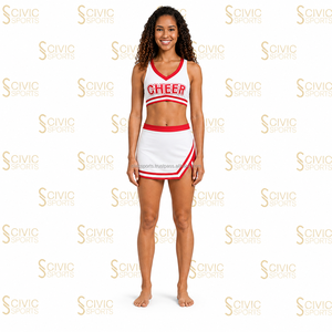Uniforme de Animadora para Mujer y Niña, Traje de Animadora con Pedrería, Poliéster/Spandex/Algodón, Manga Larga, para Entrenamiento - Product Image 3