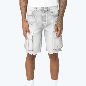 High Quality Summer <b>Men's</b> Solid Casual Denim Shorts Quick Dry Breathable 100% Polyester OEM Service <b>Men</b> Denim Shorts - Product Image 6