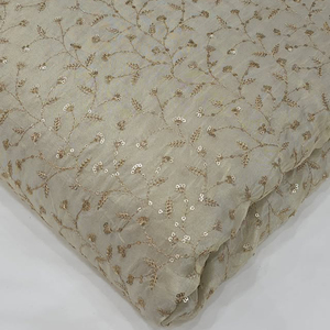 Luxury <b>Sequin</b> Embroidery Lace Fabric Floral Beaded Mesh Fabric African Wedding Party Dress Material - Product Image 1