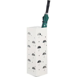 Porte-parapluie moderne en métal noir, finition thermolaquée, avec plateau anti-gouttes et design ajouré, organisateur pour entrée de maison ou d'hôtel - Product Image 2