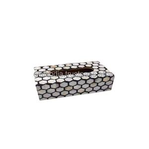 Caja de pañuelos rectangular de alta calidad, artesanal, única, de la India, contemporánea, hecha a mano, para servilletas y accesorios de mesa. - Product Image 1