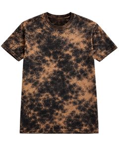 Camiseta de Algodón Personalizada con Lavado Ácido Marrón y Negro, Manga Corta, Cuello Redondo, Estilo Vintage Tie Dye, Ropa Casual de Calle para Hombre, Camiseta de Verano - Product Image 1