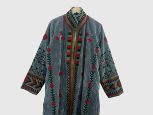 Veste en velours brodée de fleurs, col mandarin, manches longues, style Prairie Chic, grande taille, vêtements d'hiver pour femmes - Product Image 6