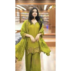 Designer Women's Embroidered <b>Top</b>-Bottom and Dupatta Set with Heavy Sequence Work - Product Image 5