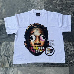 T-shirts pour hommes en jersey 100% coton, imprimés avec des motifs personnalisés par le fabricant, style vintage, effet usé, coupe ample et courte - Product Image 2
