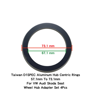 Anneaux de centrage de moyeu en aluminium Taiwan D1SPEC 57,1 mm à 73,1 mm pour VW Audi Skoda Seat, jeu d'adaptateurs de moyeu de roue, 4 pièces - Product Image 3