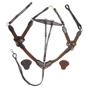 Pechera de Cuero Premium para Caballo, Martingala de Carrera Ajustable, Collar de Pecho Ecuestre Cómodo y Duradero con Herrajes de Latón FAB - Product Image 1