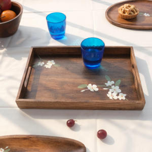 Plateau de service en bois d'acacia et de mangue naturel écologique, poli, vintage, rectangulaire, pour table, cuisine, restaurant, personnalisable OEM - Product Image 5