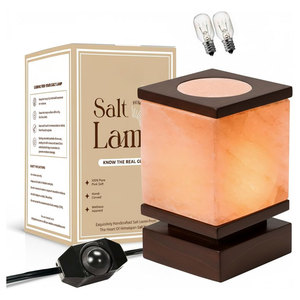 Natural Glow Himalayan <b>Cube</b> Salt Lamp Carved Warm <b>Light</b> Modern Design Customizable Home Decor - Product Image 1