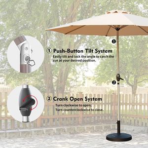 Ombrellone da Patio da 3 Metri con Manovella Inclinabile a Pulsante, Protezione UV e Impermeabile, per Tavoli da Esterno e Basi per Ombrelloni da Mercato - Product Image 4