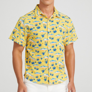 Nuova Collezione Camicia da Spiaggia da Uomo Casual alla Moda con Stampa Hawaiana in Sublimazione, Anti-Piega, Colletto Rovesciato, Manica Corta - Product Image 4
