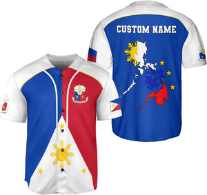 Maillot de baseball drapeau philippin en gros, T-shirt drapeau des Philippines, Maillot des Philippines - Product Image 2