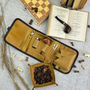 Estuche para Pipa y Tabaco Enrollable de Cuero Genuino Hecho a Mano con Cierre de Botón, a Prueba de Polvo, Accesorios Personalizados para Fumar (110 Caracteres) - Product Image 2