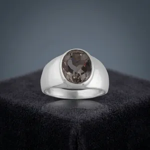 Bague en argent sterling 925 avec améthyste pour homme, élégante bague ovale avec pierre précieuse, bijou tendance pour tous les jours - Product Image 4