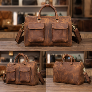 Sac de voyage en cuir véritable de qualité supérieure pour hommes – Sac de sport et de voyage grande capacité - Product Image 5