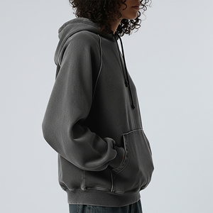 Sudadera con capucha para mujer, personalizada OEM/ODM, 100% algodón, oversize, hombros caídos, peso pesado 500GSM, lavado ácido y a la piedra, larga - Product Image 3