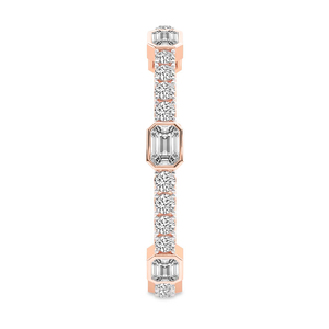 Pulsera de tenis de oro rosa de 10 quilates con esmeralda Gina y diamantes de laboratorio redondos (3 ct.) Tw. Elegante Joyería de Lujo Hecha a Mano para Mujer, Regalo Ideal - Product Image 2