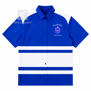 เสื้อชมรมเซต้าฟิเบต้าแบบสั่งทำพิเศษ ปักโลโก้ด้านหน้า ลายทางสีน้ำเงินและสีขาว สำหรับเครื่องแต่งกายผู้หญิงชาวกรีก - Product Image 1