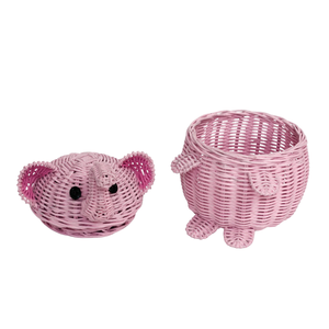 Pretty Elephant Toy <b>Storage</b> <b>Basket</b> Rattan Nursery Room Furniture Kids Room Organizer For Toys And Books Decor Wholesale - Product Image 1