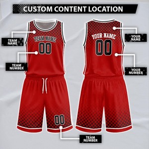 Conjunto de Uniforme de Baloncesto Transpirable Personalizado con Nombre de Equipo, Sublimado, Malla, Rojo, Rosa, Verde Azulado, Unisex, Adulto, Tallas Grandes - Product Image 2