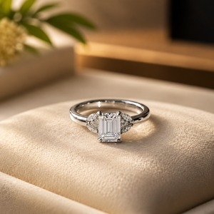 Anillo de Compromiso de Moissanita para Mujer, Corte Esmeralda Clásico, Anillo de Propuesta con Diamantes, Chapado en Oro Rosa de 14K, Anillo de Boda - Product Image 4