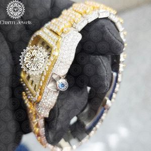 Charm_Jewels Luxury Yellow Gold Square <b>Watch</b> 38mm Analog Quartz <b>Diamond</b> Encrusted Unisex - Product Image 3