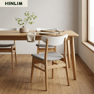 Scandinavian Solid Wood <b>Dining</b> <b>Chair</b> with Upholstered Fabric Seat Modern <b>White</b> Backrest Home Furniture - Product Image 4